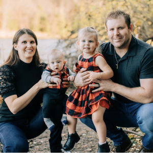 Samantha Reed, birth tissue donor, pictured with husband, daughter, and infant son.
